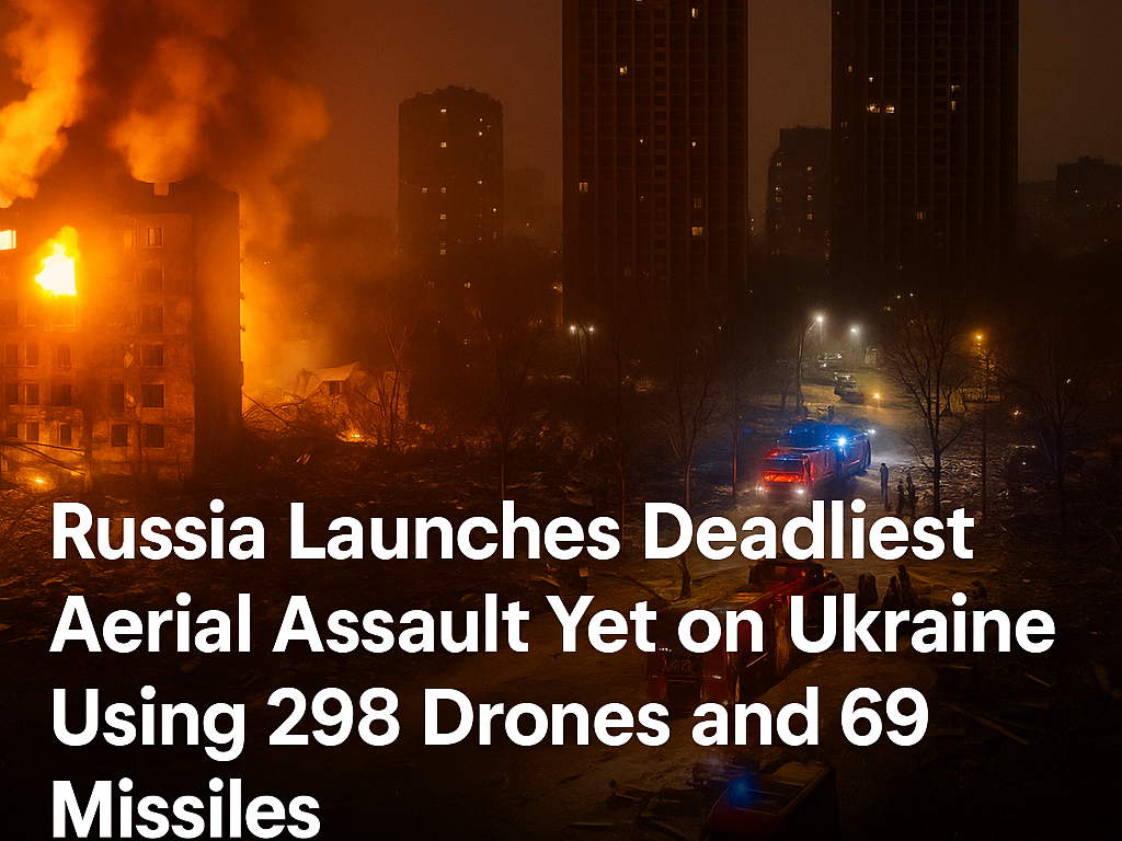Russia Launches Deadliest Aerial Assault Yet on Ukraine Using 298 Drones and 69 Missiles