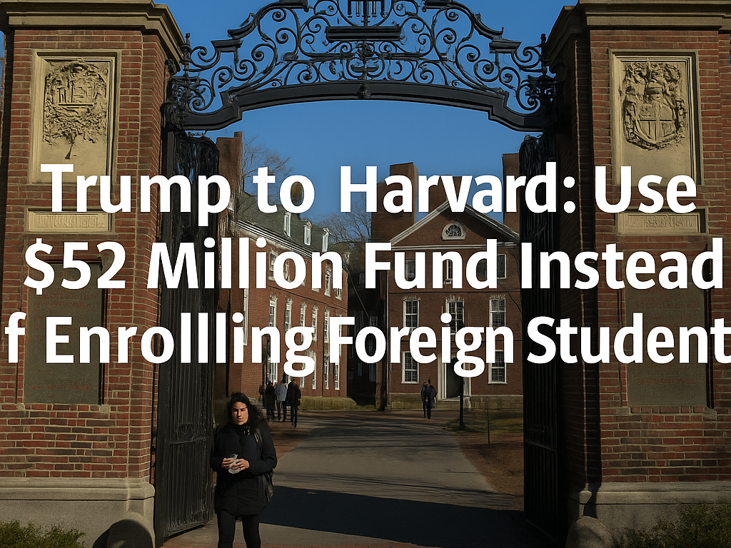 Trump to Harvard: Use $52 Million Fund Instead of Enrolling Foreign Students